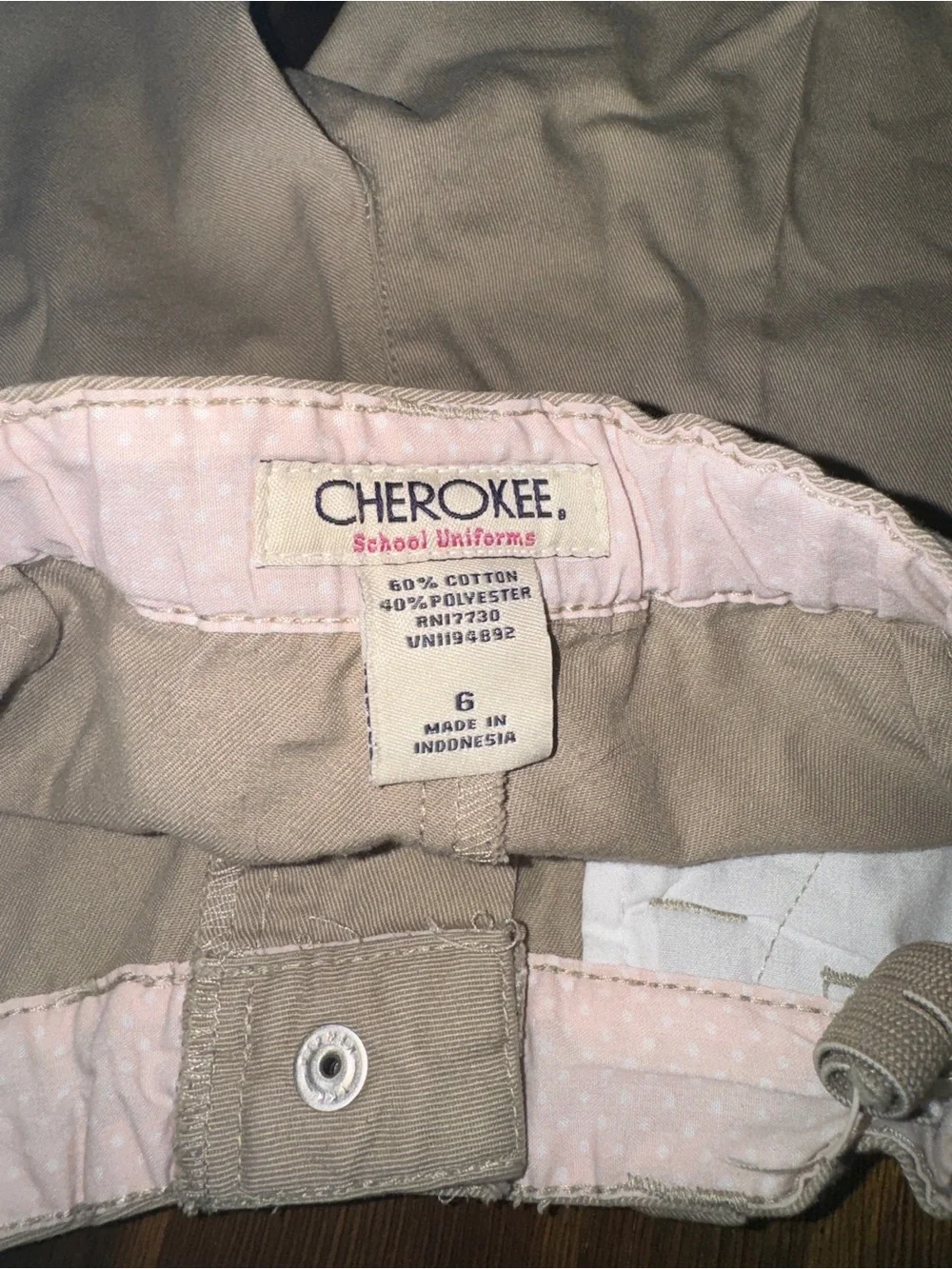 School Uniform Girls Khaki Shorts - Cherokee - Size 6